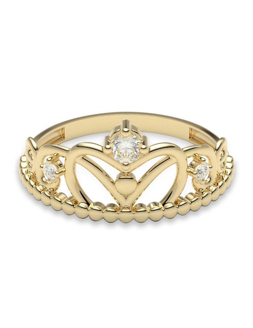 Anillo de corona Amelie Joyas 14 k de oro zirconia brillante