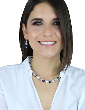 Aretes y collar Anthony Vincent perla