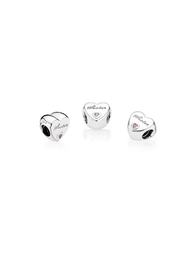 Charm de corazón Pandora de plata P 925 zirconia cúbica