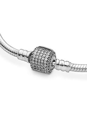 Aro Pandora de plata con zirconia cúbica p 925 con acabado pulido