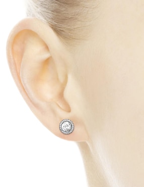 Aretes Pandora de plata P 925 con acabado pavé circonita