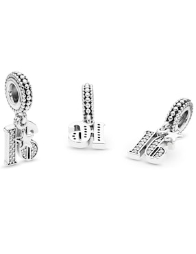 Charm de letras Pandora de plata P 925 zirconia cúbica