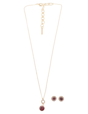 Aretes y collar redondos Nine West cristal