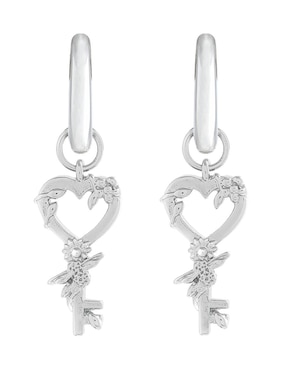 Aretes Olivia Burton de plata con acabado plateado cristal