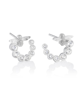 Arracadas Olivia Burton de plata con acabado plateado cristal