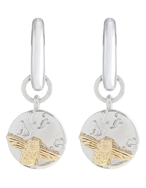 Aretes Olivia Burton de plata con acabado plateado cristal