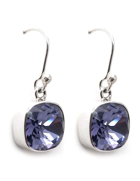 Aretes Zvezda de plata con acabado brillante cristal