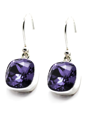 Aretes Zvezda de plata con acabado brillante cristal