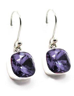 Aretes Zvezda de plata con acabado brillante cristal
