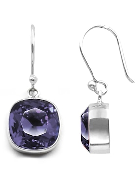 Aretes Zvezda de plata con acabado brillante cristal