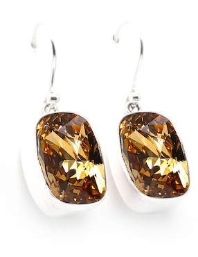 Aretes Zvezda de plata con acabado brillante cristal