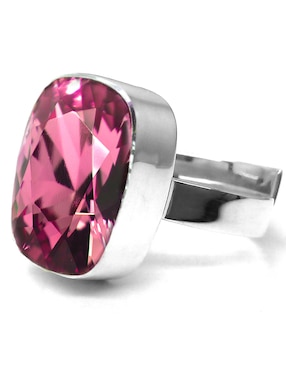 Anillo ovalado Zvezda Baguette P 925 de plata amatista brillante