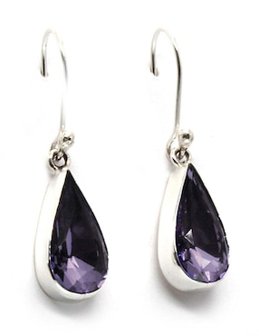 Aretes Zvezda de plata con acabado brillante cristal