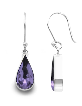 Aretes Zvezda de plata con acabado brillante cristal
