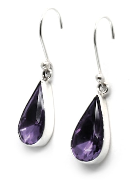 Aretes Zvezda de plata con acabado brillante cristal