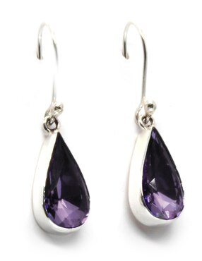 Aretes Zvezda de plata con acabado brillante cristal
