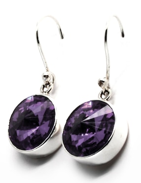 Aretes Zvezda de plata con acabado brillante cristal
