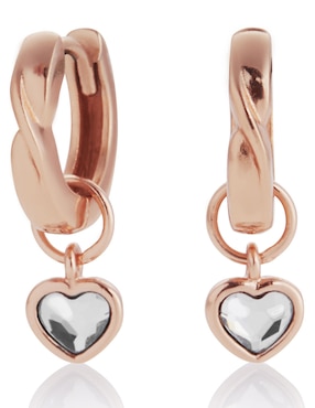Aretes Olivia Burton de plata con acabado baño de oro rosa cristal