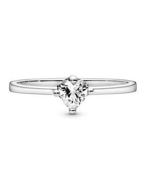 Anillo de corazón Pandora P 925 de plata circonita pavé