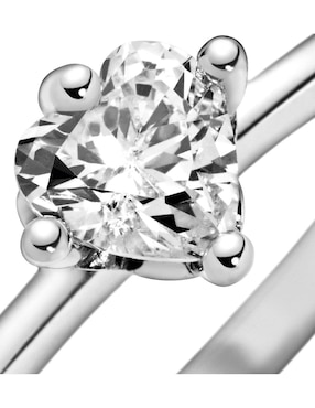 Anillo de corazón Pandora P 925 de plata circonita pavé