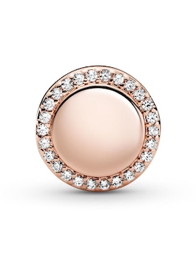 Charm redondo Pandora de plata 14 K zirconia cúbica