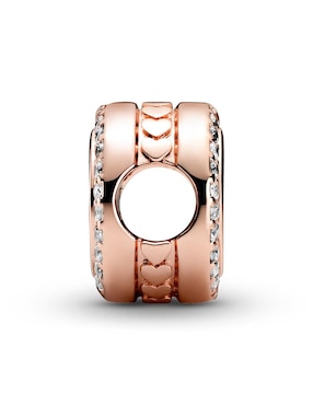 Charm redondo Pandora de plata 14 K zirconia cúbica