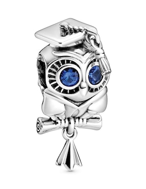 Charm de búho Pandora de plata P 925 cristal