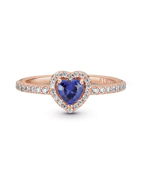 Anillo de corazón Pandora P 925 de plata zafiro pavé