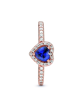 Anillo de corazón Pandora P 925 de plata zafiro pavé