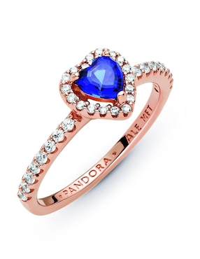 Anillo de corazón Pandora P 925 de plata zafiro pavé