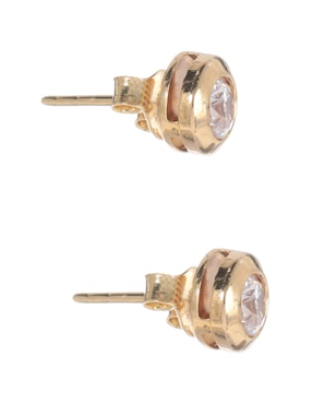 Broqueles circulares Amor de oro con acabado pavé zirconia