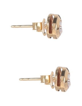 Broqueles circulares Amor de oro con acabado pavé zirconia