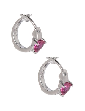 Aretes de corazón Amor de plata con acabado baño rodio zirconia
