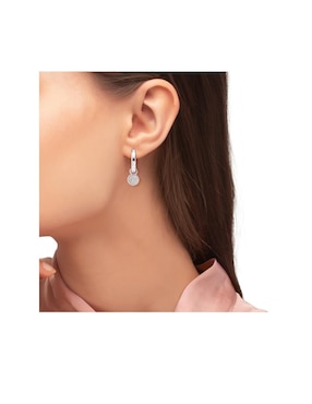 Aretes Amor de plata P 925 con acabado baño rodio zirconia