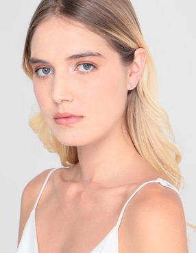 Aretes de trébol Amor de plata P 925 con acabado baño rodio zirconia