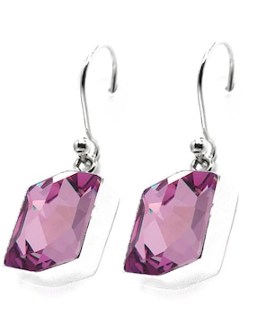 Aretes Zvezda de plata con acabado brillante cristal