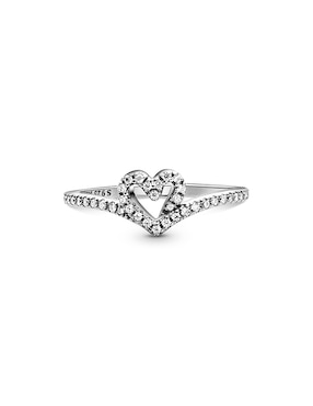 Anillo de corazón Pandora P 925 de plata diamante pavé