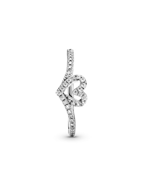 Anillo de corazón Pandora P 925 de plata diamante pavé