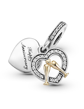 Charm de corazón Pandora de plata zirconia cúbica