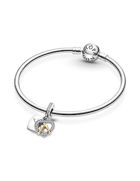 Charm de corazón Pandora de plata zirconia cúbica