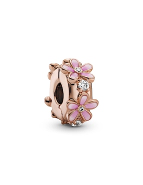 Charm de flores Pandora de plata 14 K zirconia cúbica