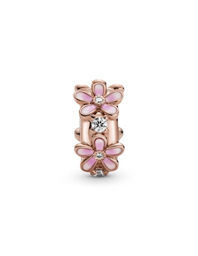 Charm de flores Pandora de plata 14 K zirconia cúbica