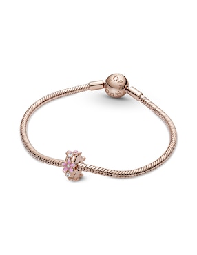 Charm de flores Pandora de plata 14 K zirconia cúbica