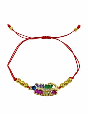 Pulsera Ajustable En Hilo Rojo Mancini Con Zirconias En Baguet