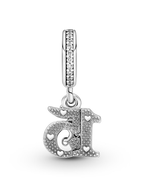 Charm de número Pandora moments de plata P 925 zirconia cúbica