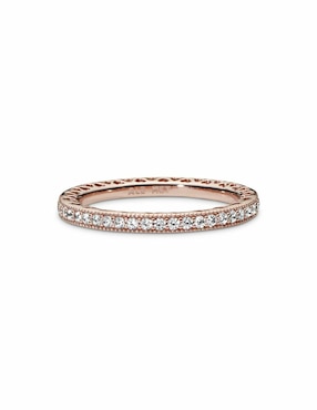 Anillo Pandora Signature de plata P 925 zirconia cúbica con acabado baño de oro rosa