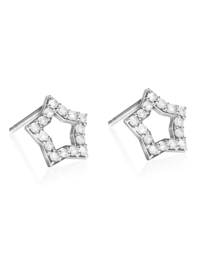 Broqueles Anamora Por Tanya Moss de plata con acabado plateado circonita