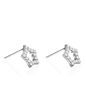 Broqueles Anamora Por Tanya Moss de plata con acabado plateado circonita