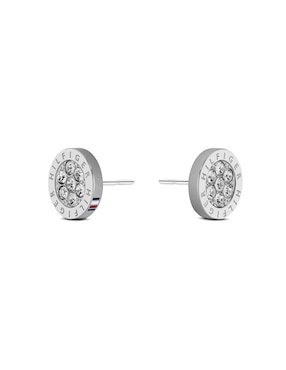 Broqueles Tommy Hilfiger con acabado plateado cristal