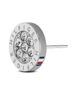 Broqueles Tommy Hilfiger con acabado plateado cristal